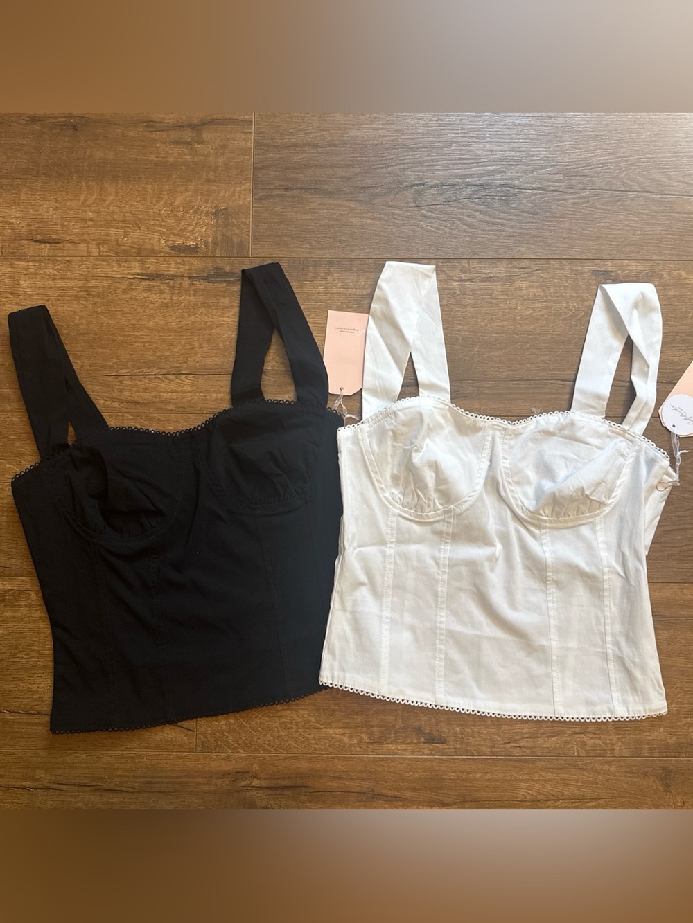 Black and White Bustier Crop Tops - Set of 2
